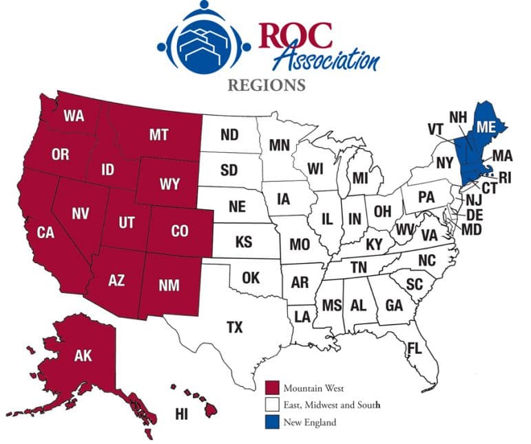 Map showing the ROC Association regions.