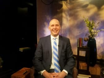 photo of Paul Bradley on the set of NBC News.