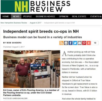 Screen shot of the New Hampshire Business Review’s article about co-ops in New Hampshire 