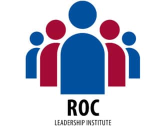 Red and Blue Logo with the text "ROC Leadership Institute" in black.